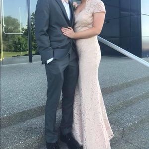 Blush Lace Prom Dress